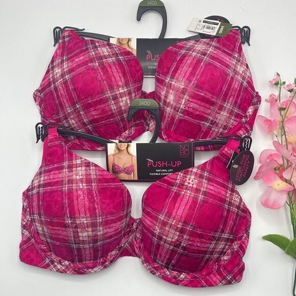 WOMEN’S JUNIORS FLORAL Lace Push Up Bra With Convertible Straps Size 34DD - Picture 1 of 6